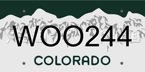 WOO244 Colorado License Plate