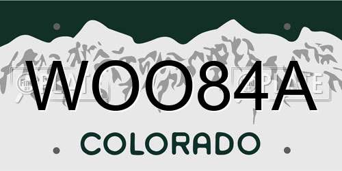 WOO84A Colorado License Plate