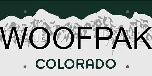 WOOFPAK Colorado License Plate