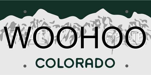 WOOHOO Colorado License Plate