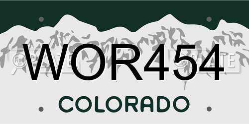 WOR454 Colorado License Plate