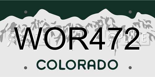 WOR472 Colorado License Plate
