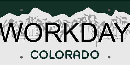 WORKDAY Colorado License Plate