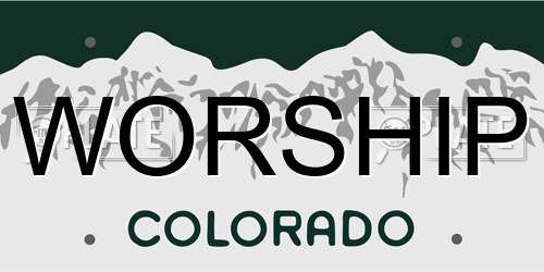 WORSHIP Colorado License Plate