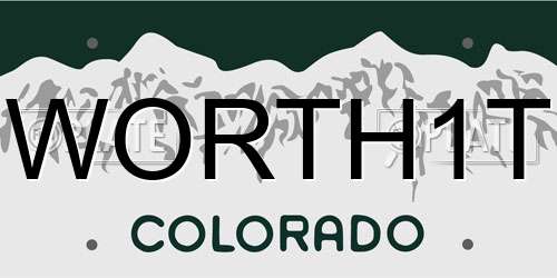 WORTH1T Colorado License Plate