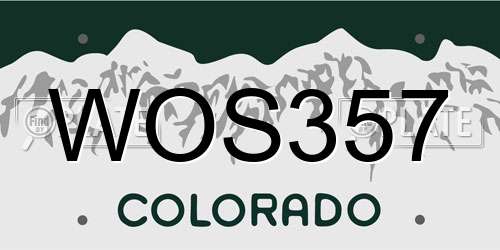 WOS357 Colorado License Plate