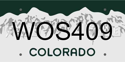 WOS409 Colorado License Plate