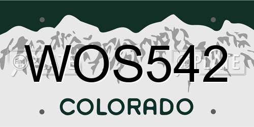 WOS542 Colorado License Plate