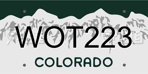 WOT223 Colorado License Plate