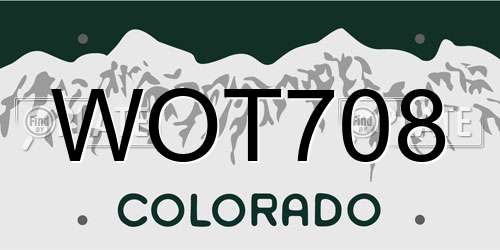 WOT708 Colorado License Plate