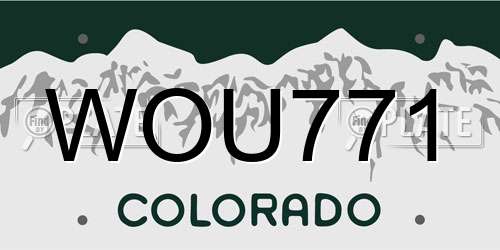 WOU771 Colorado License Plate