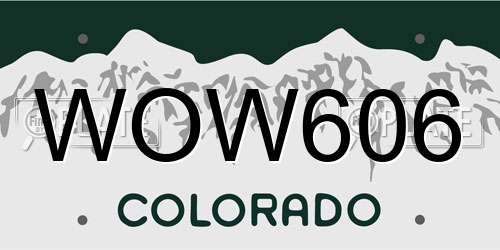 WOW606 Colorado License Plate