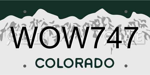 WOW747 Colorado License Plate