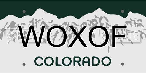WOXOF Colorado License Plate