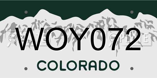 WOY072 Colorado License Plate