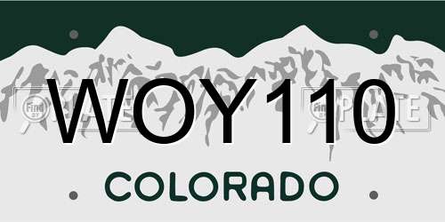 WOY110 Colorado License Plate