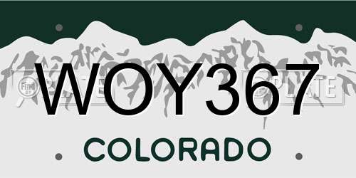 WOY367 Colorado License Plate