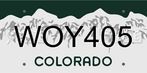 WOY405 Colorado License Plate