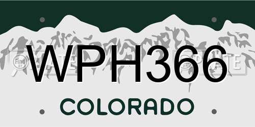 WPH366 Colorado License Plate