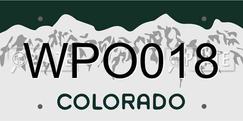 WPO018 Colorado License Plate