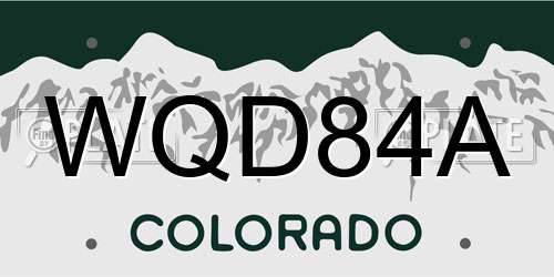 WQD84A Colorado License Plate