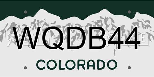 WQDB44 Colorado License Plate