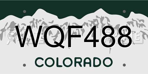 WQF488 Colorado License Plate