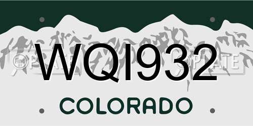 WQI932 Colorado License Plate