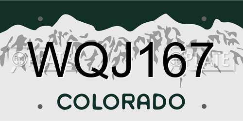 WQJ167 Colorado License Plate