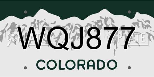 WQJ877 Colorado License Plate