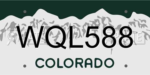 WQL588 Colorado License Plate