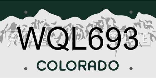 WQL693 Colorado License Plate