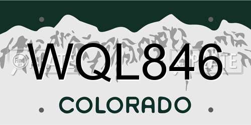 WQL846 Colorado License Plate