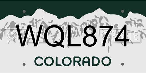 WQL874 Colorado License Plate