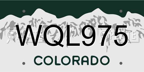 WQL975 Colorado License Plate