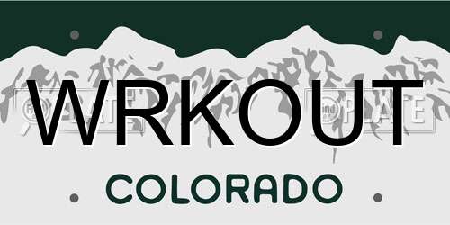 WRKOUT Colorado License Plate