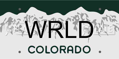 WRLD Colorado License Plate