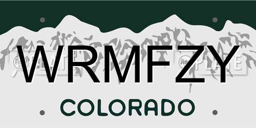 WRMFZY Colorado License Plate