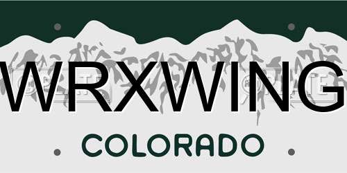 WRXWING Colorado License Plate