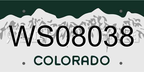 WS08038 Colorado License Plate