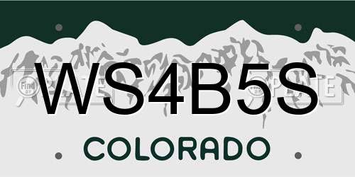WS4B5S Colorado License Plate