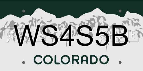 WS4S5B Colorado License Plate