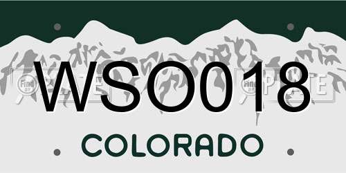 WSO018 Colorado License Plate