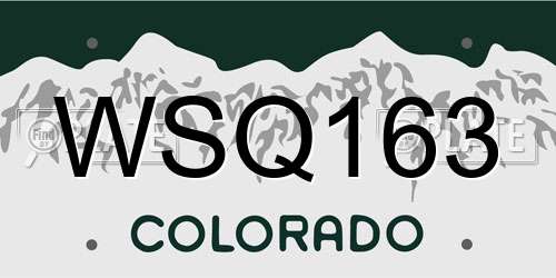 WSQ163 Colorado License Plate