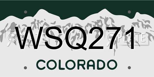 WSQ271 Colorado License Plate