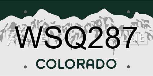 WSQ287 Colorado License Plate