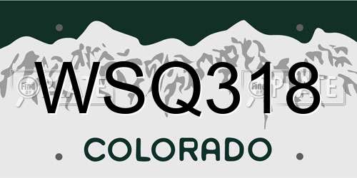 WSQ318 Colorado License Plate