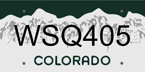 WSQ405 Colorado License Plate