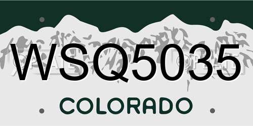WSQ5035 Colorado License Plate