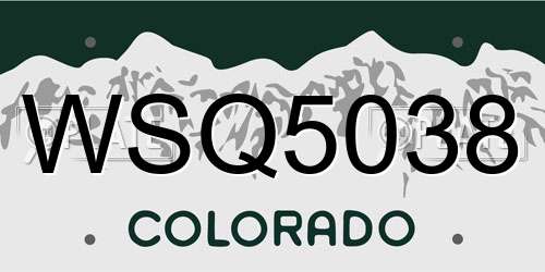 WSQ5038 Colorado License Plate